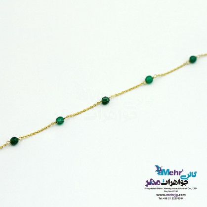 دستبند طلا و مهره - طرح کریستال سبز-SB0098